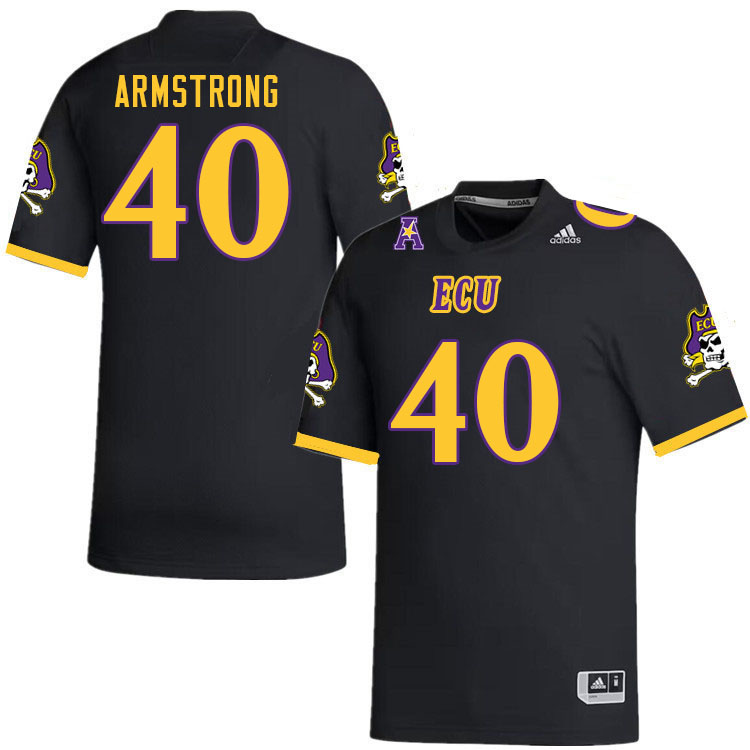 Men #40 CJ Armstrong ECU Pirates College Football Jerseys Stitched Sale-Black